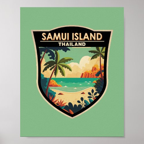 Ko Samui Island Thailand Travel Art Badge Poster