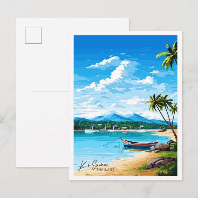 Ko Samui Thailand travel Vintage illustration Postcard (Front/Back)