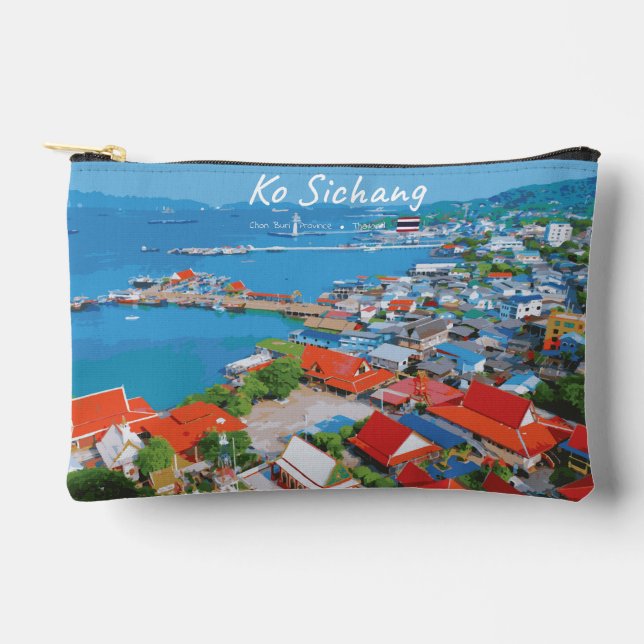Ko Sichang, Thailand - Vibrant Harbor View Accessory Pouch (Front)
