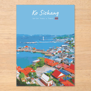 Ko Sichang, Thailand - Vibrant Harbor View Acrylic Invitations