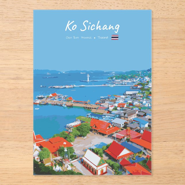 Ko Sichang, Thailand - Vibrant Harbor View Acrylic Invitations (Front)