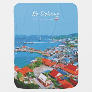 Ko Sichang, Thailand - Vibrant Harbor View Baby Blanket