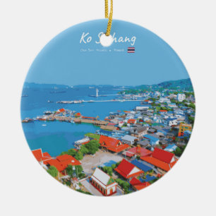Ko Sichang, Thailand - Vibrant Harbor View Ceramic Ornament