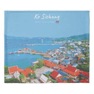 Ko Sichang, Thailand - Vibrant Harbor View Duvet Cover