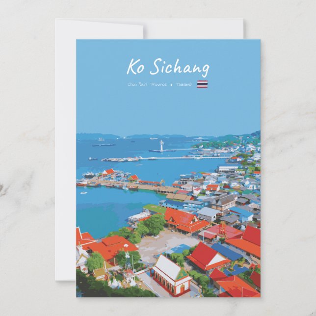 Ko Sichang, Thailand - Vibrant Harbor View Invitation (Front)