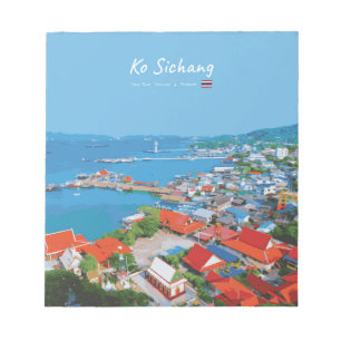 Ko Sichang, Thailand - Vibrant Harbor View Notepad