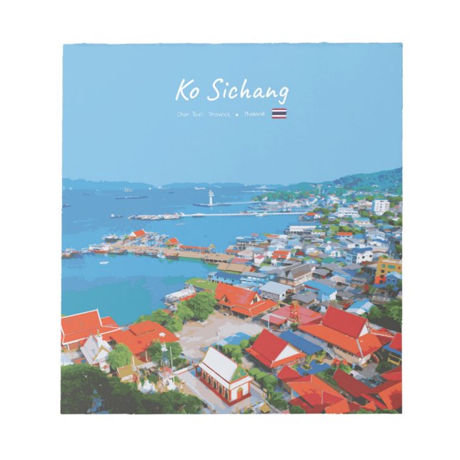 Ko Sichang, Thailand - Vibrant Harbor View Notepad (Front)
