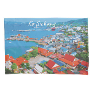 Ko Sichang, Thailand - Vibrant Harbor View Pillow Case