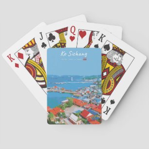 Ko Sichang, Thailand - Vibrant Harbor View Poker Cards