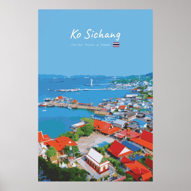 Ko Sichang, Thailand - Vibrant Harbor View Poster (Front)