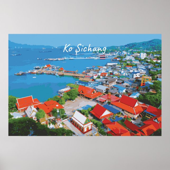 Ko Sichang, Thailand - Vibrant Harbor View Poster (Front)