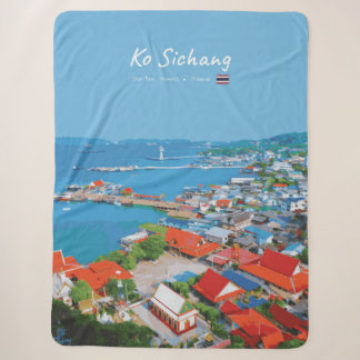 Ko Sichang, Thailand - Vibrant Harbor View Sherpa Blanket
