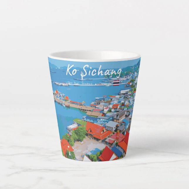 Ko Sichang, Thailand - Vibrant Harbor View Small Latte Mug (Front)