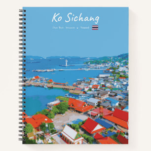 Ko Sichang, Thailand - Vibrant Harbor View Spiral Notebook