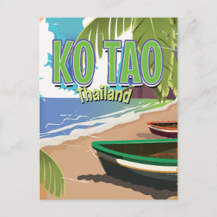 Ko Tao thailand vintage travel poster Postcard