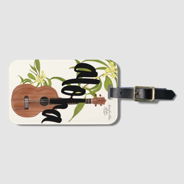 Koa Ukulele Aloha Tag (Front Horizontal)