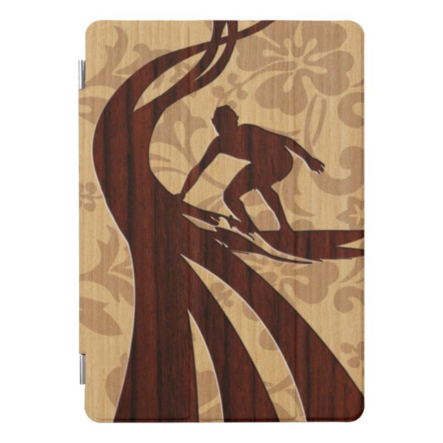 Koa Wood Surfer Surfboard Faux Wood iPadSmartCover iPad Pro Cover (Front)