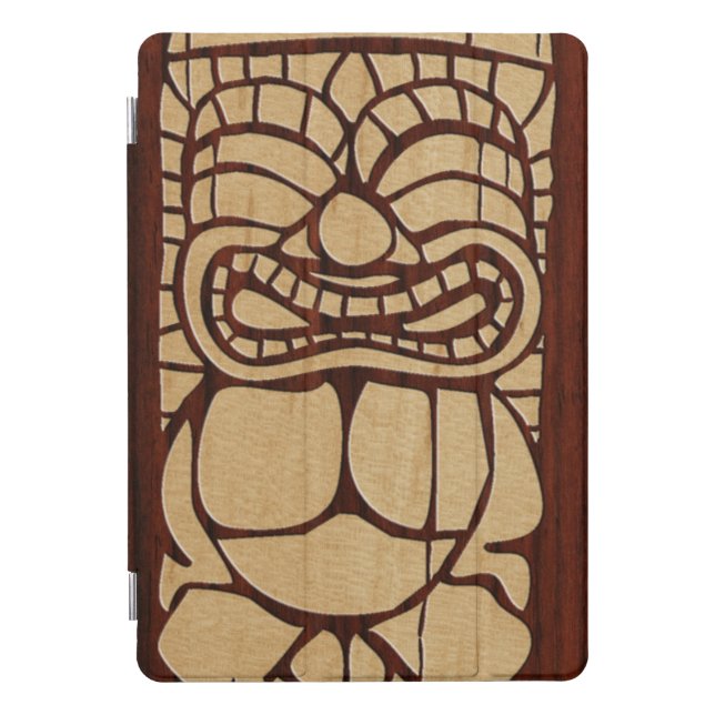 Koa Wood Tiki Ailani Surfboard FauxWood iPad Cover (Front)