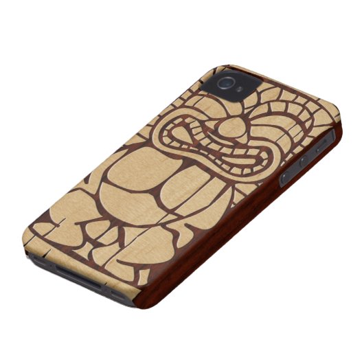 Koa Wood Tiki Ailani Surfboard iPhone 4 Cases (Bottom)