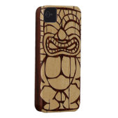 Koa Wood Tiki Ailani Surfboard iPhone 4 Cases (Back/Right)
