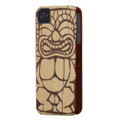 Koa Wood Tiki Ailani Surfboard iPhone 4 Cases (Back Left)
