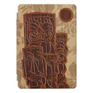 Koa Wood Tiki Sun Surfboard FauxWood iPad Cover