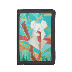 Koala Abstract Watercolor Art Tri-fold Wallet