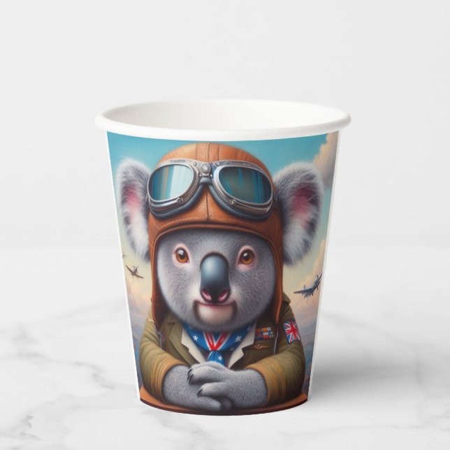 Koala Airplane Pilot Paper Cups (Front)