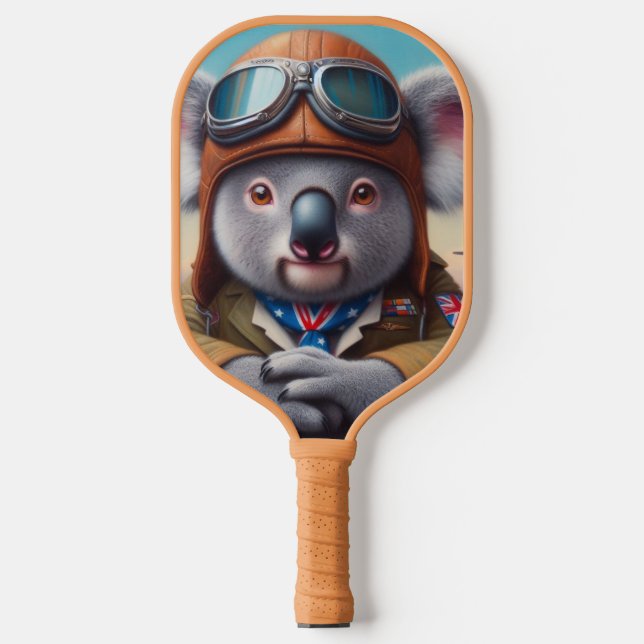 Koala Airplane Pilot Pickleball Paddle (Front)