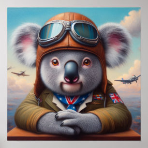 Koala Airplane Pilot Poster
