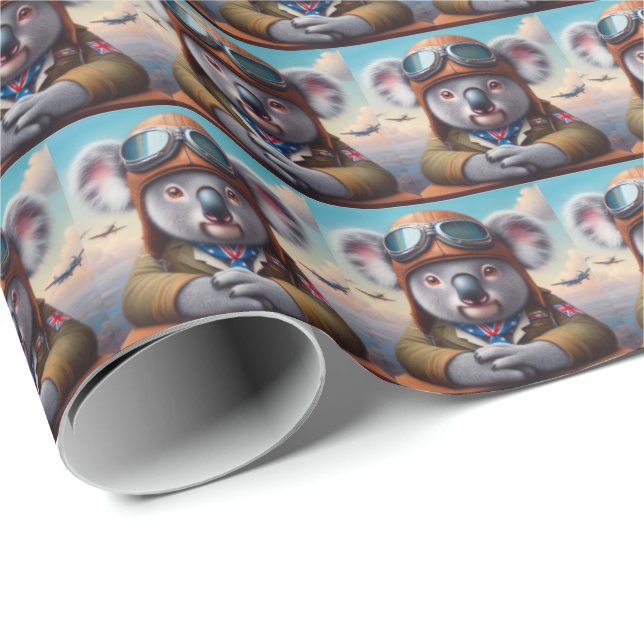 Koala Airplane Pilot Wrapping Paper (Roll Corner)