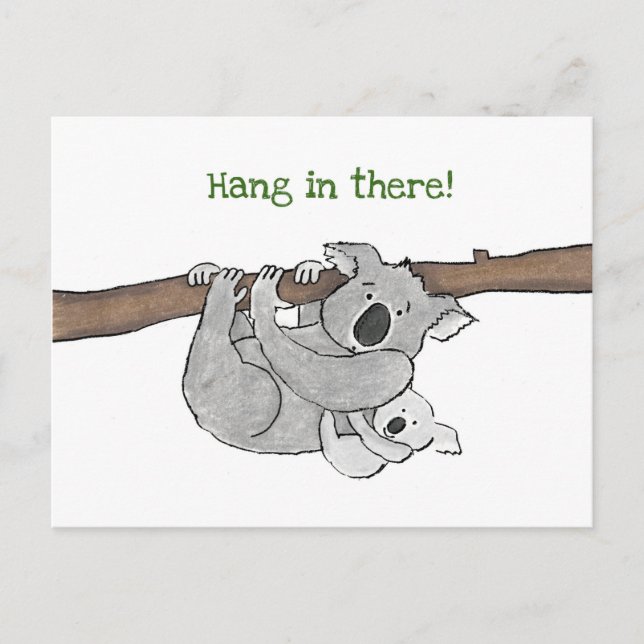 Koala and baby 'hang in there' postcard (Front)
