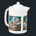 Koala and Baby Teapot<br><div class="desc">Reproduced from an acrylic & watercolour original illustration of two koalas, this charming image makes a great design for a teapot!</div>