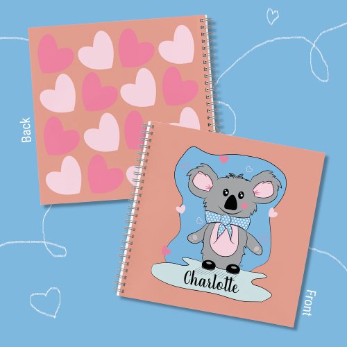 Koala and Hearts Kid Handwriting Notebook 