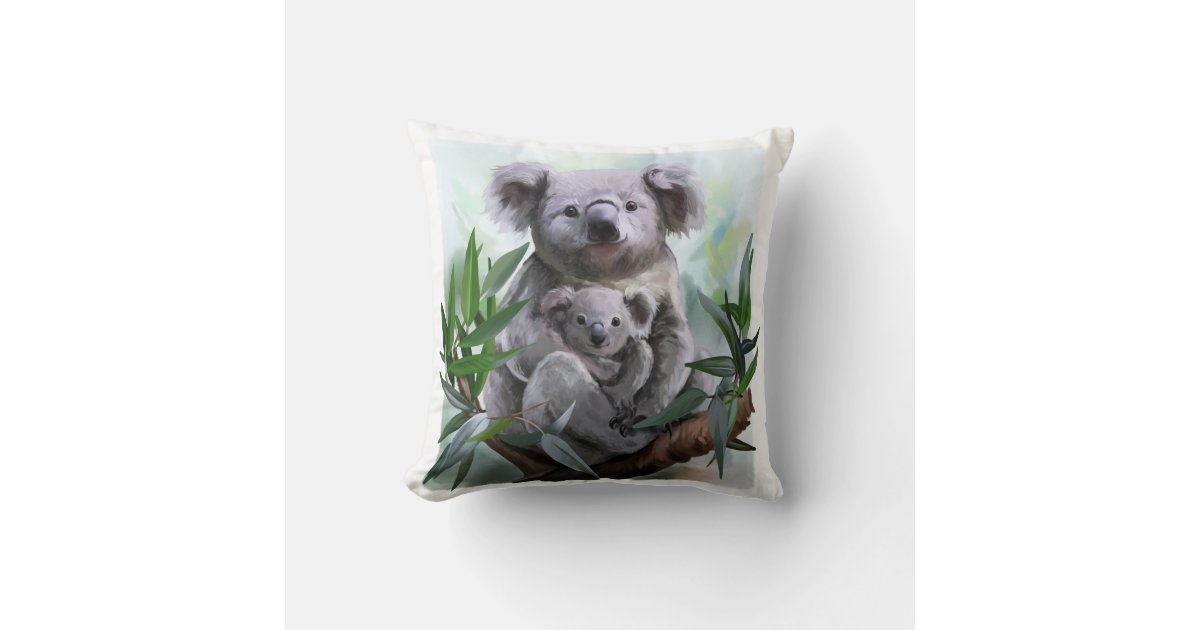 Koala and her baby throw pillow | Zazzle