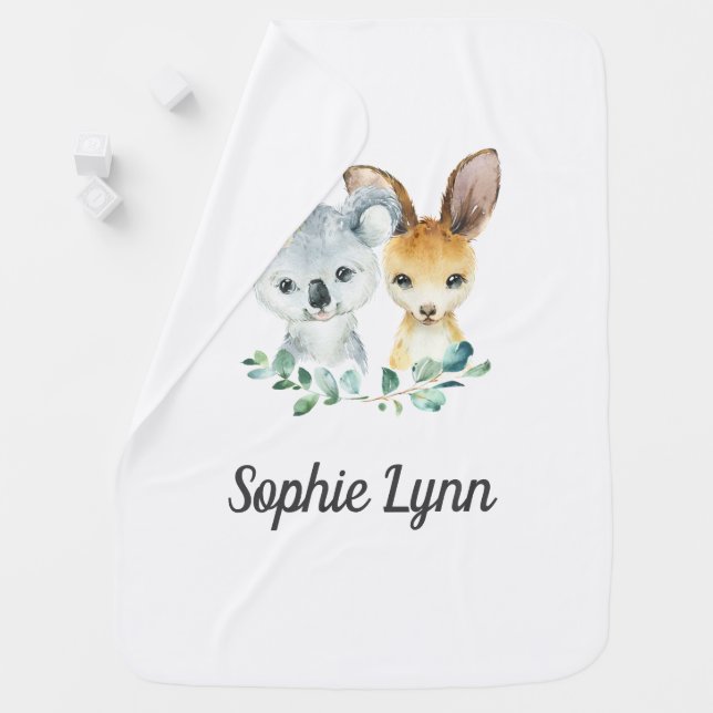 Koala and Kangaroo Baby Blanket (In Situ)