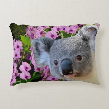 Koala And Orchids Decorative Pillow by ErikaKai at Zazzle