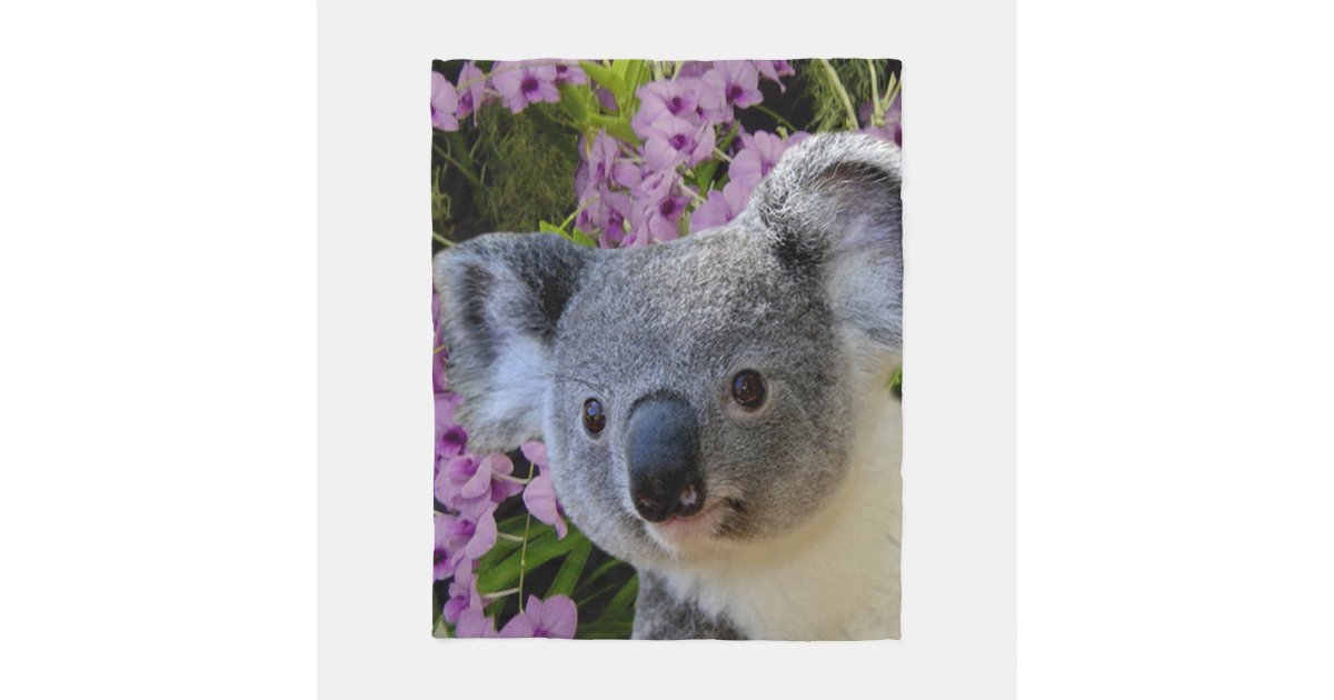 Koala and Orchids Fleece Blanket Zazzle
