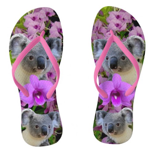 Koala and Orchids Flip Flops