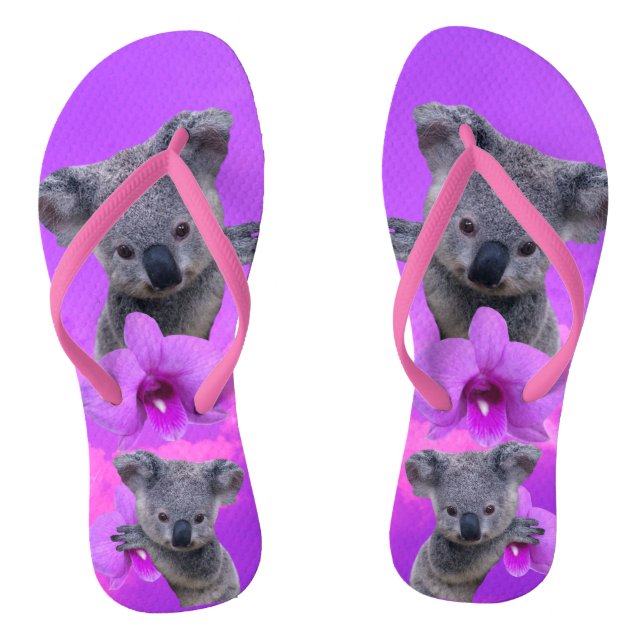 Koala and Orchids Flip Flops (Footbed)