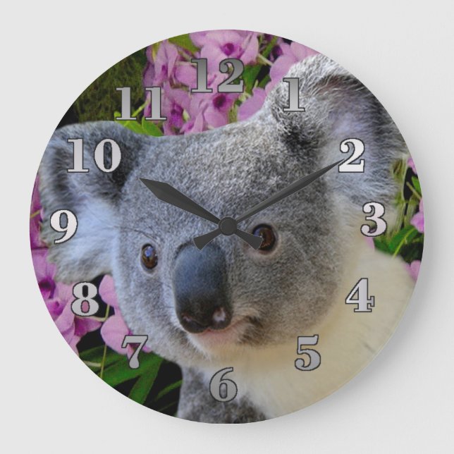 Koala and Orchids Large Clock (Front)