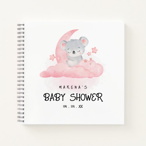 Koala and Stars Baby Shower Gift List Notebook