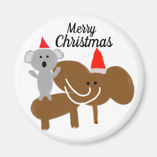 koala and woolly mammoth Christmas  Magnet