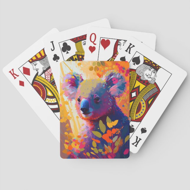 Koala Animal Portrait Painting Wildlife Outdoors  Poker Cards (Back)