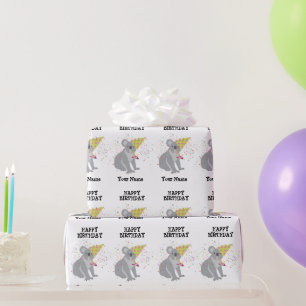 Koala - Animals Having a Party Boys Girls Name Wrapping Paper