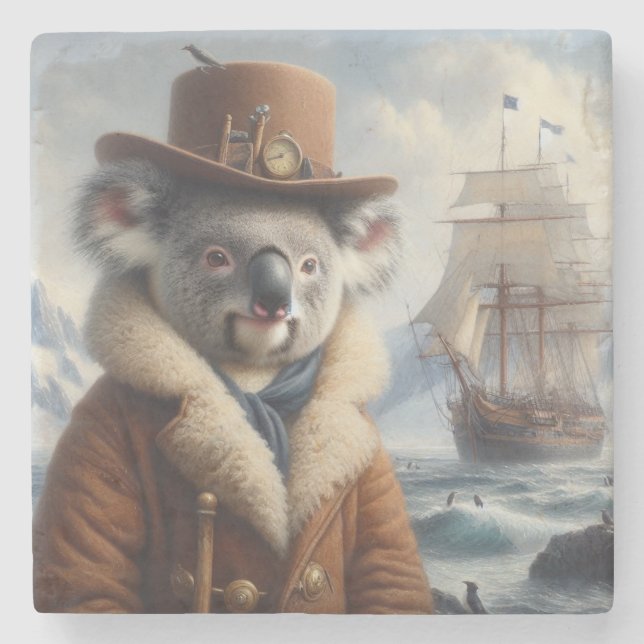 Koala Arctic Explorer Stone Coaster (Front)