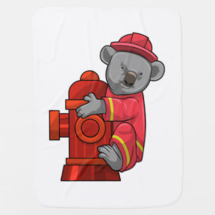 Koala as Firefighter with Fire hydrant Baby Blanket