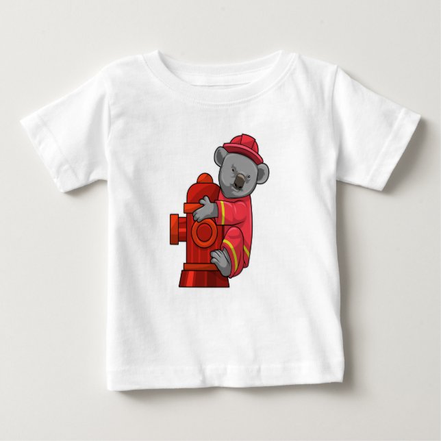 Koala as Firefighter with Fire hydrant Baby T-Shirt (Front)