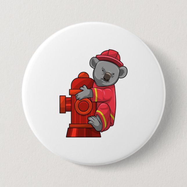 Koala as Firefighter with Fire hydrant Button (Front)