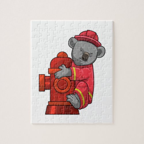 Koala as Firefighter with Fire hydrant Jigsaw Puzzle